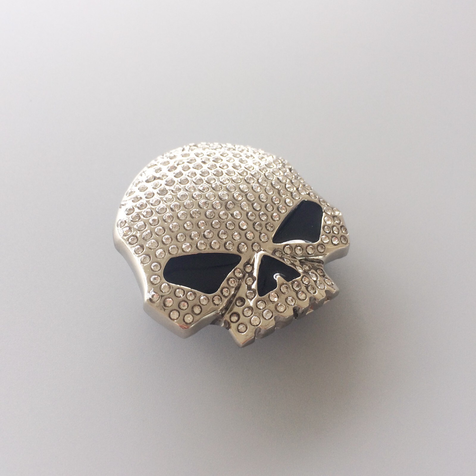 Bright Silver Plated Rhinestones Bling Skull Belt Buckle Boucle de ceinture
