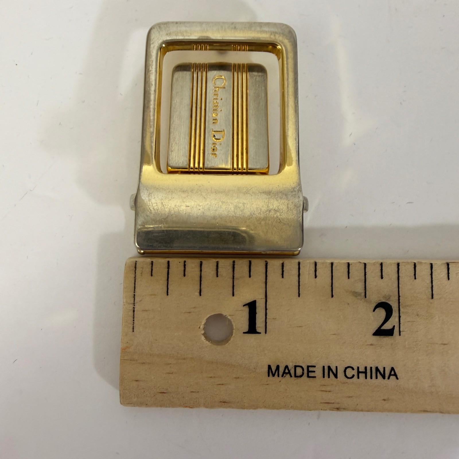Vintage Christian Dior Belt Buckle Gold Silver Tone CD Logo Replacement