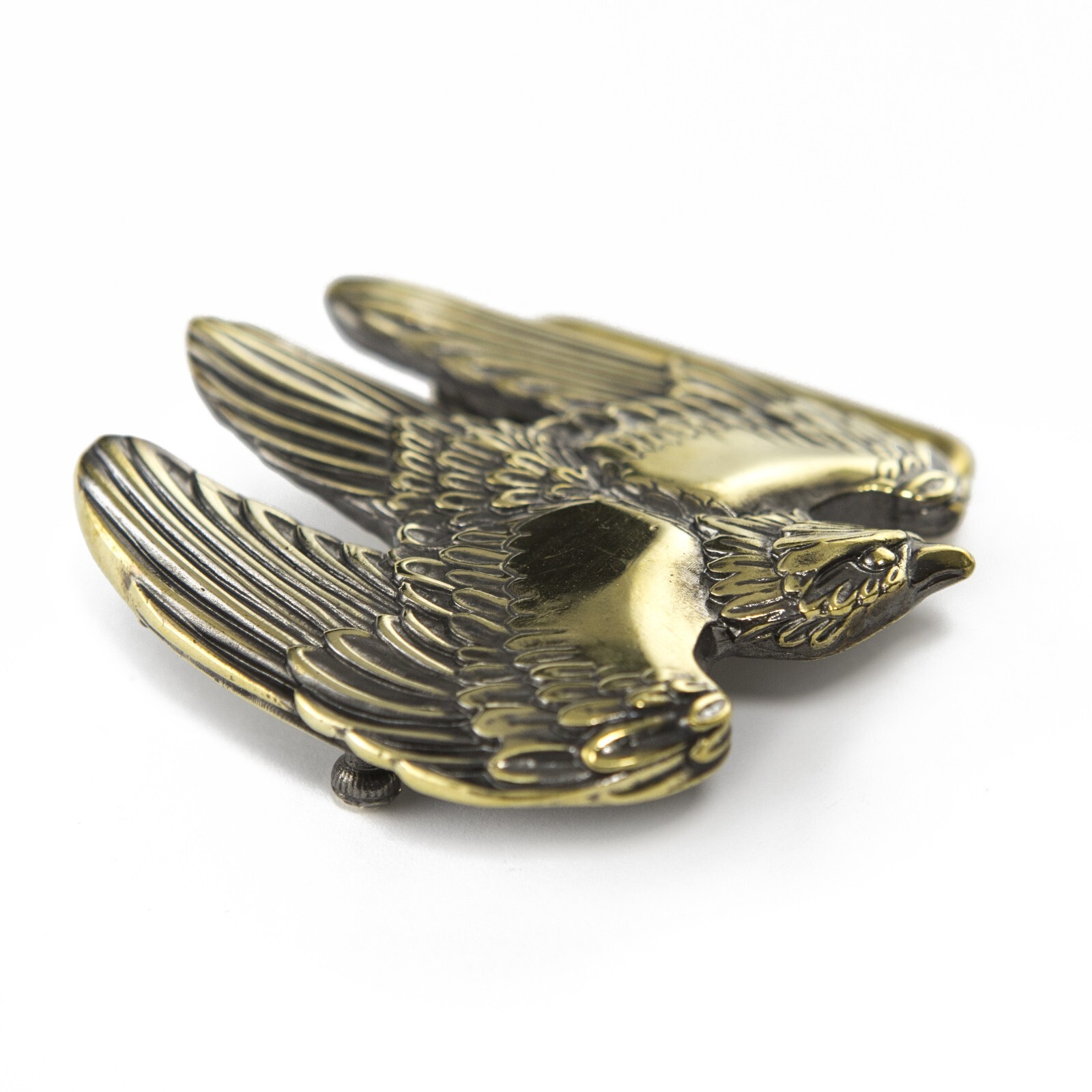 Handmade brass belt buckle Fighting Falcon, Solid hunting hawk sculptural