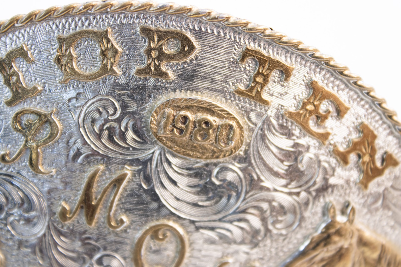 Vtg 1980 RMQHA Top Ten Trophy Belt Buckle Rocky Mountain Quarter Horse Colorado