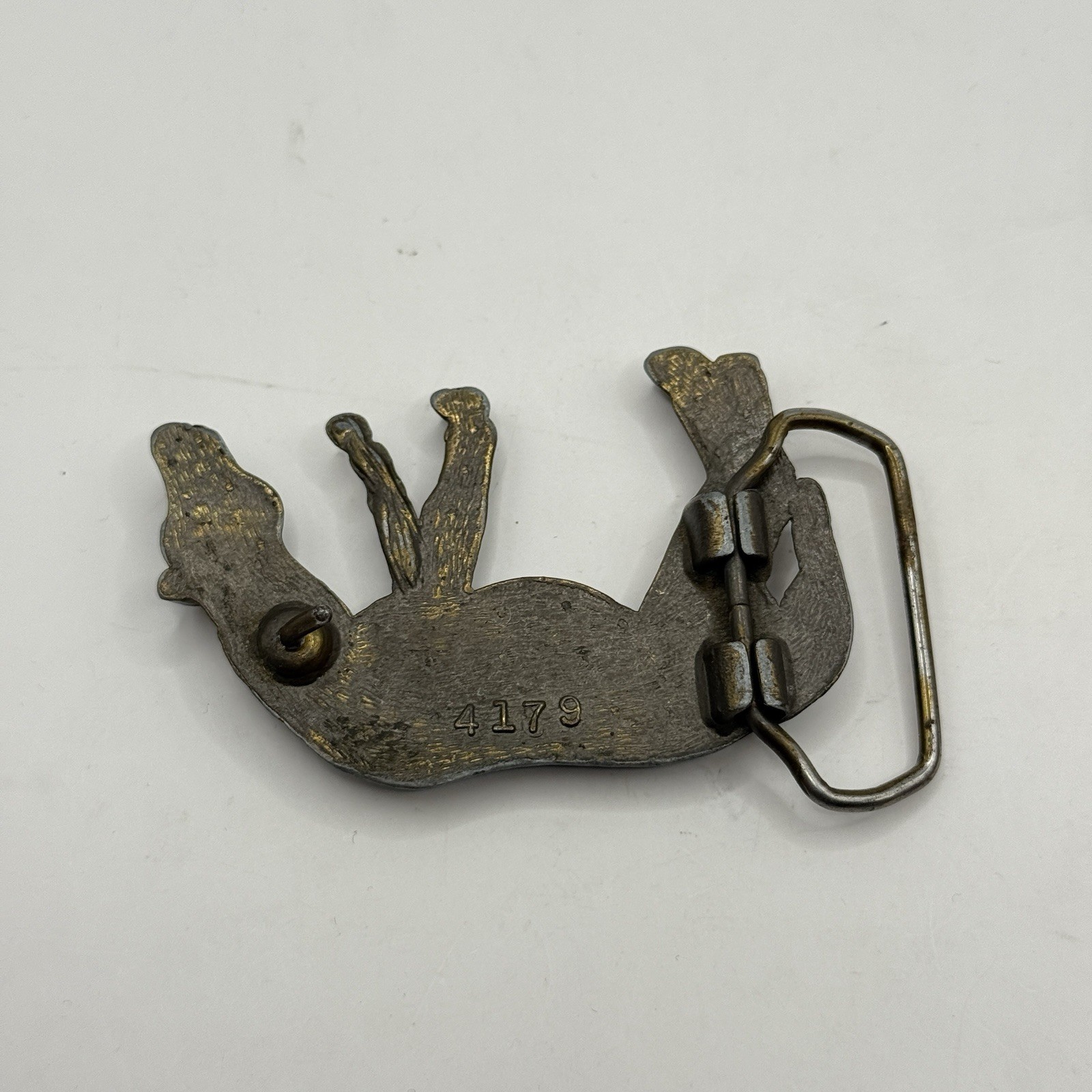 Vintage Antique Bronze Western Style Grazing Horse Belt Buckle Equestrian 4179