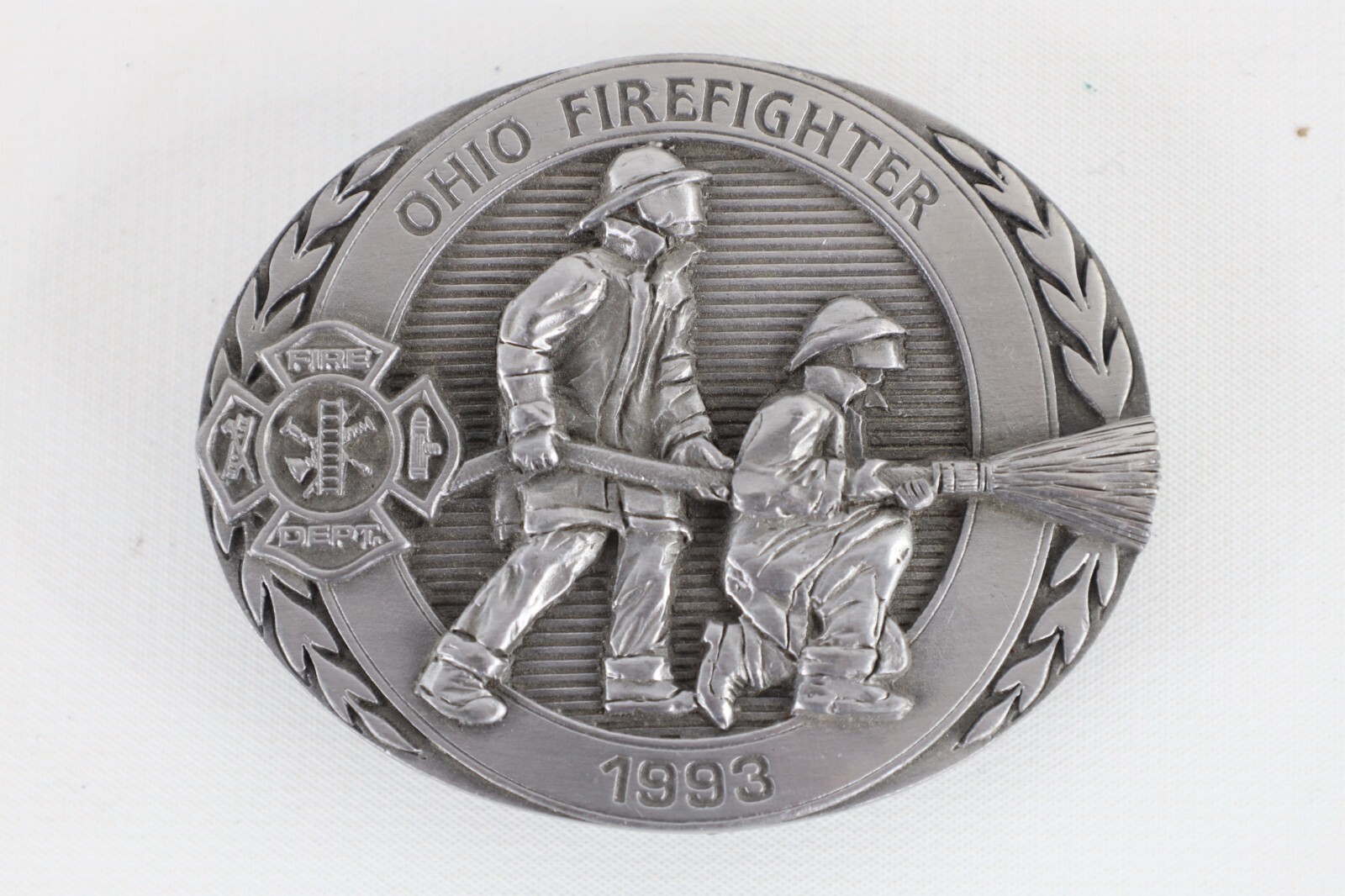 Vintage 90s Limited Edition Numbered 1993 Ohio Firefighter Belt Buckle Pewter