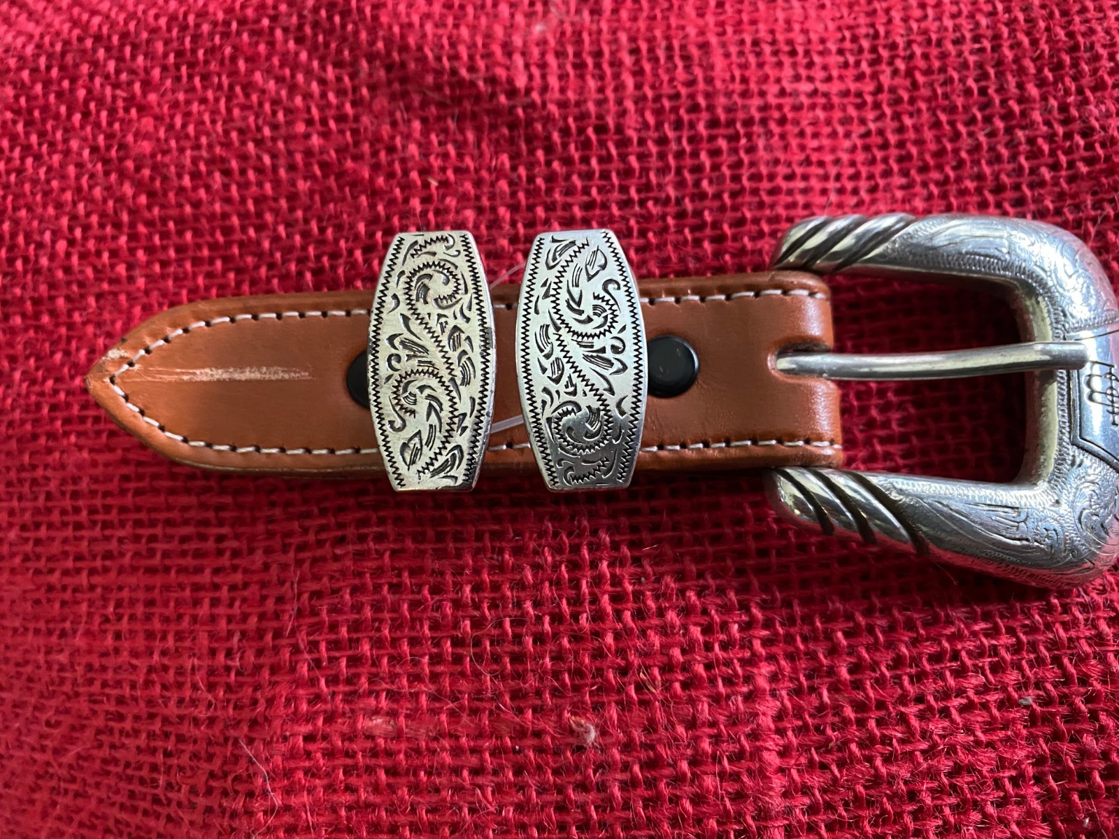 Lucchese Classics Belt Buckle 4 piece set western engraved SHIPS FOR FREE