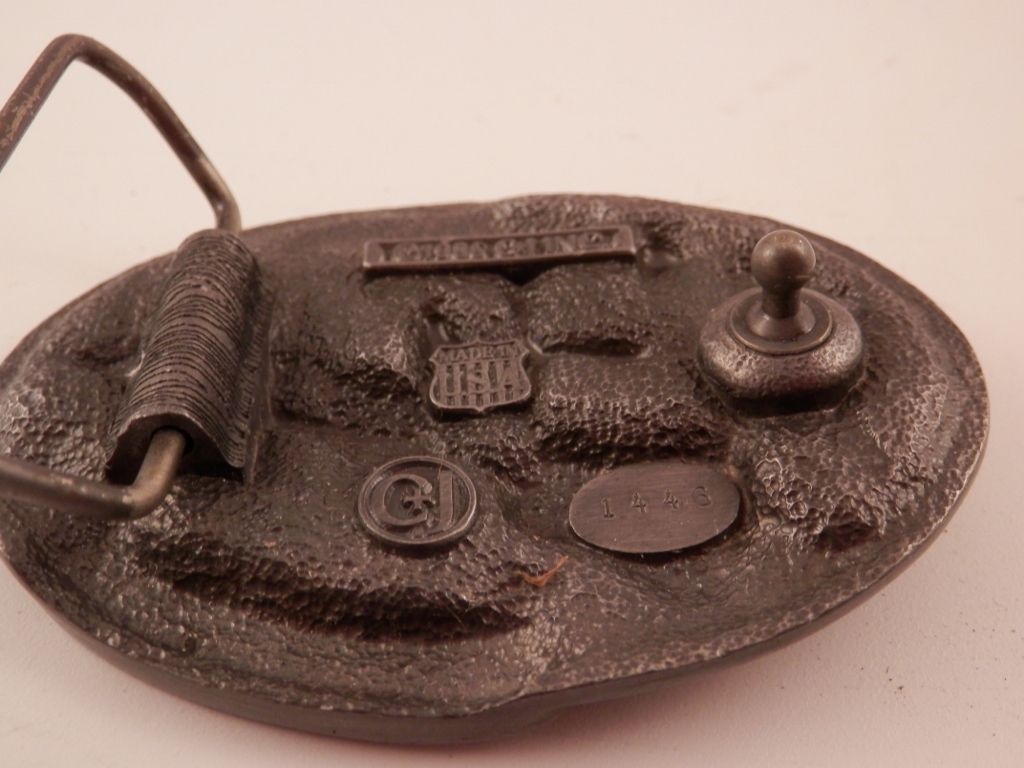 Vintage Country Pickers 1986 C & J inc Belt Buckle Enamel Guitar Players #1446