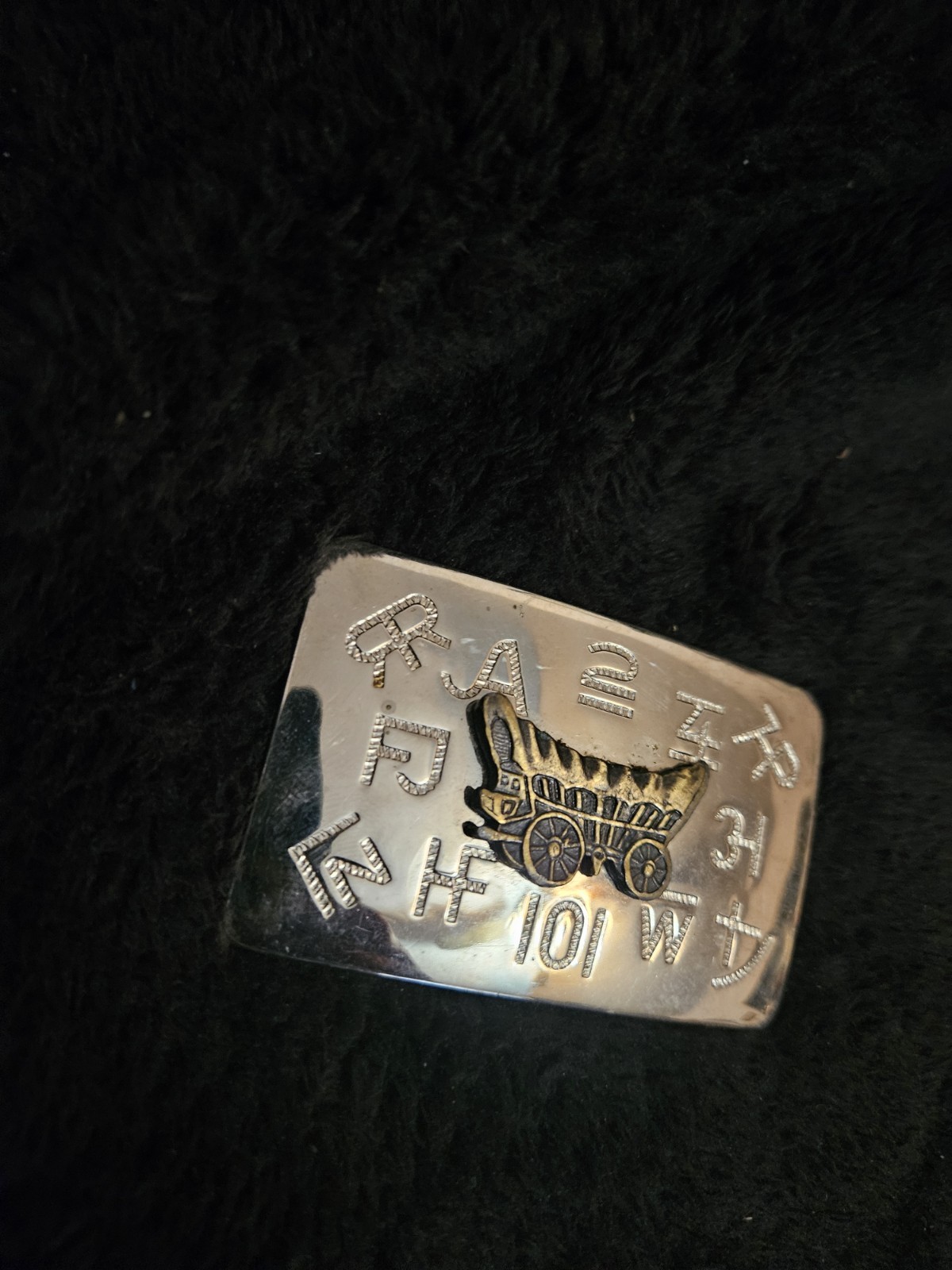 Vintage Chambers Belt Co Brass Belt Buckle Western Cattle Brands Wagon USA