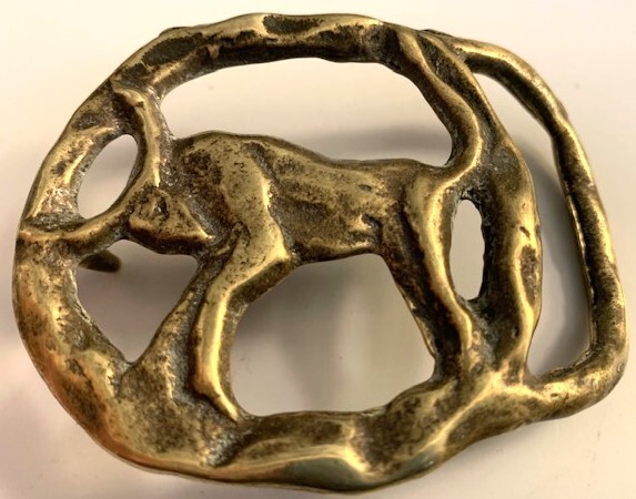 Vintage Solid Brass Zodiac Taurus the Bull Belt Buckle -3.75&Prime; x 2.5&Prime; – Inscribed