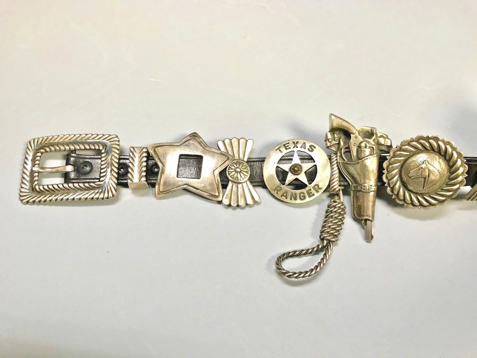 Arnold Goldstein Sterling Silver Concho Black Belt