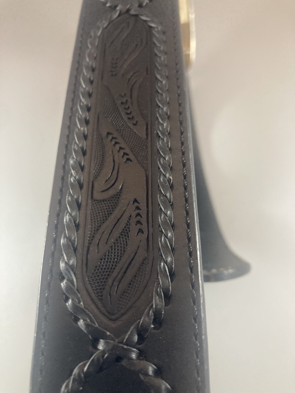 Western Belt Buckle Mens Size XL Genuine Bonded Leather Jasper Scandia Woods Blk