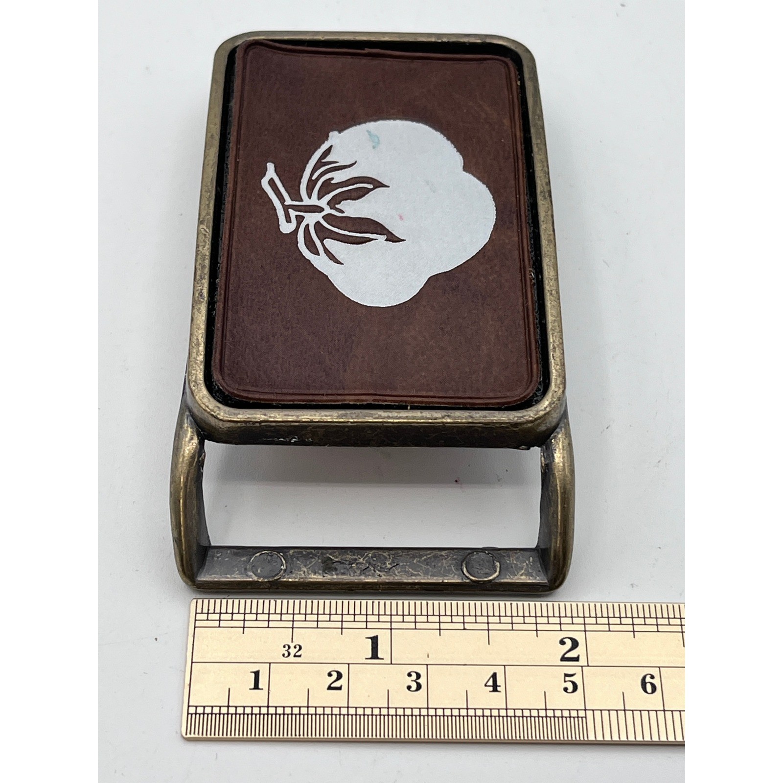 Vintage Delta Boll Weevil Belt Buckle Cotton Plant Brass Tone Rectangular