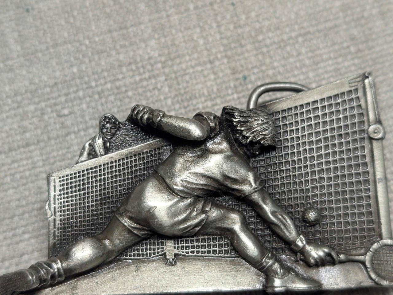 vintage TENNIS belt buckle 70s 80s bjorn borg mcenroe USA made WESTERN bergamot