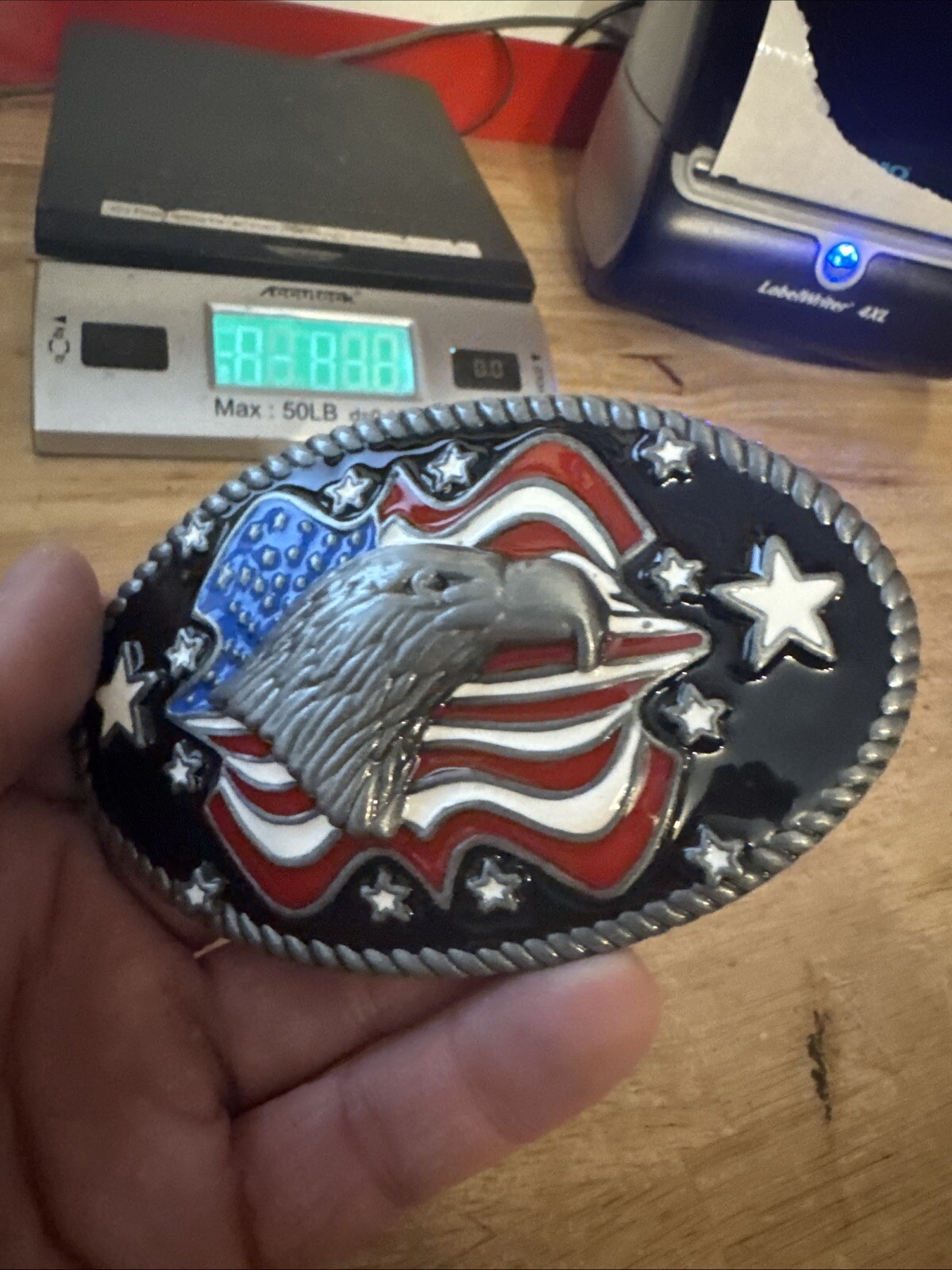 Bald Eagle Belt Buckle Cowboy Rodeo Collector Man Cave Americana Patriot HUGE