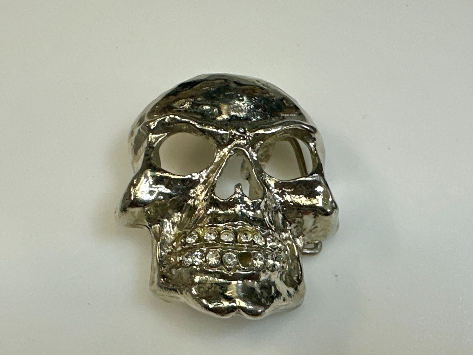 Skull Head with Rhinestone Teeth Halloween Gothic Punk Belt Buckle by Rock Rebel