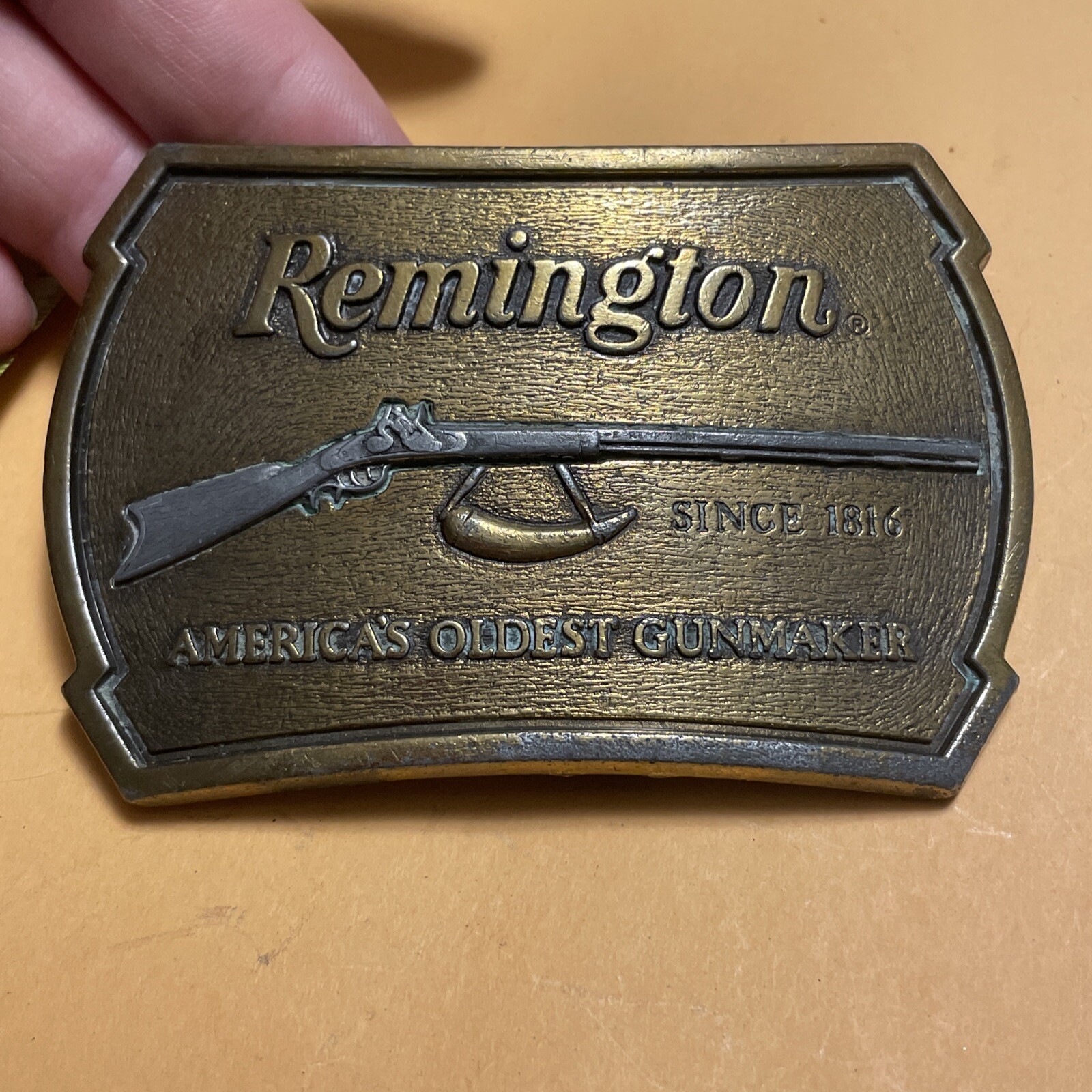 Vintage Remington 1816 Flintlock Rifle belt Buckle 1976 USA Made