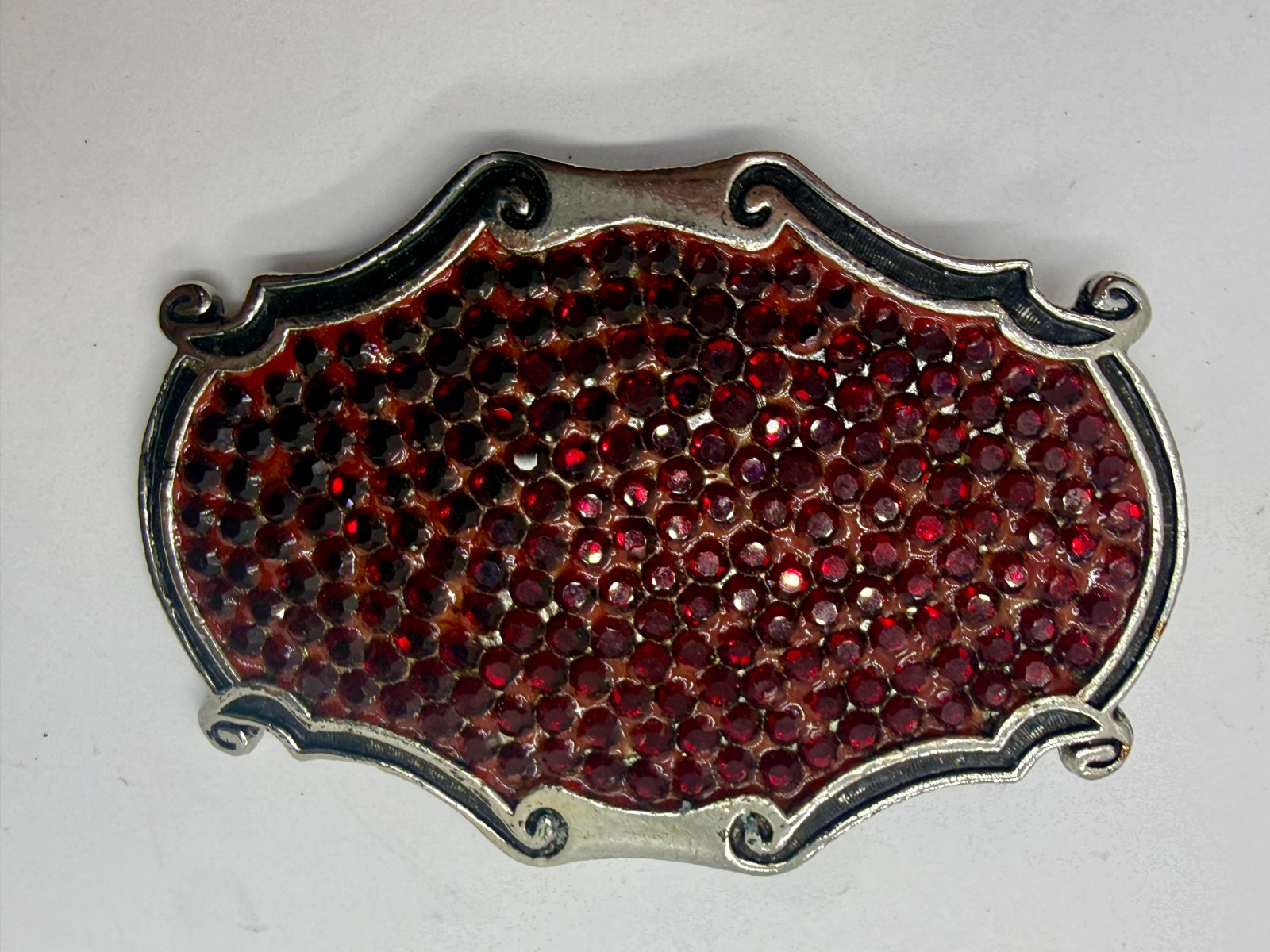 Red Rhinestone Completely Covered Womens Ladies Western Framed Belt Buckle