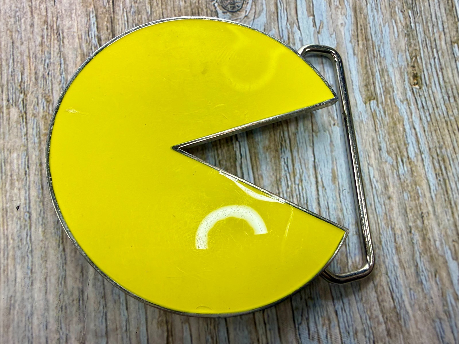 Pacman Maze Arcade Video Game Yellow Enameled 2010 by Namco Bandai Belt Buckle