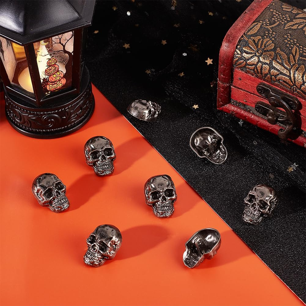 20Pcs Skull Button Leather Skull Head Decorative Buckle 2Mm Hole Punk Metal Stud