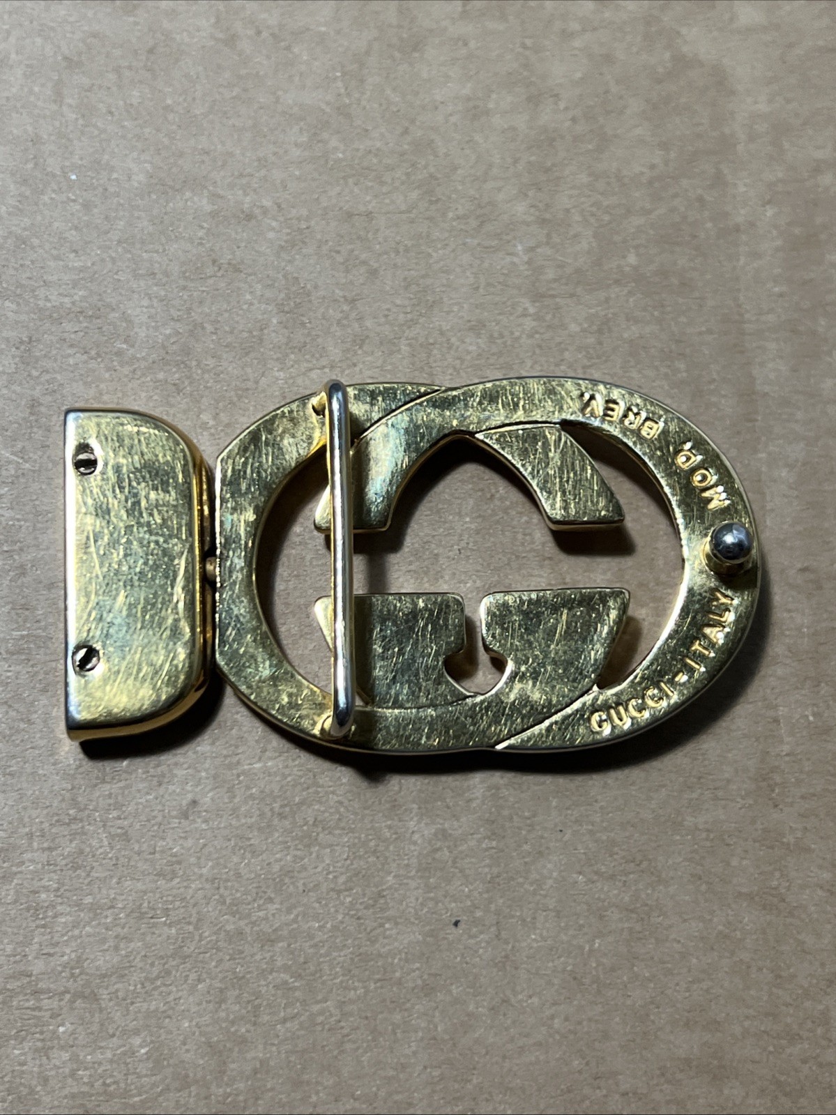 Gucci Interlocking Belt Buckle Gold Parfums Mod Brev Monogram 2.5 x 1.5 in