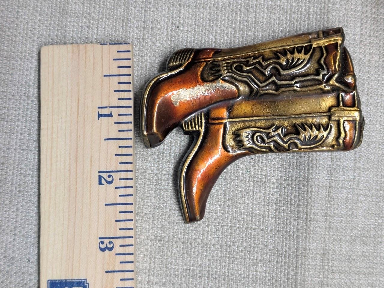 vintage USA made 1970s belt buckle COWBOY BOOTS brass WESTERN enamel MBCI