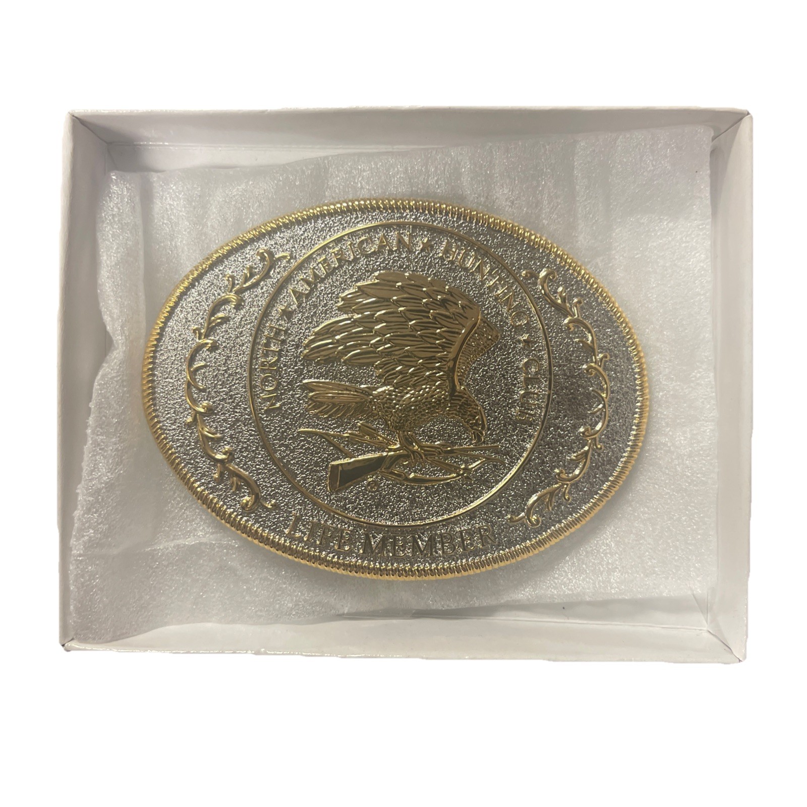 North American Hunting Club Life Member belt buckle Eagle Bow Rifle