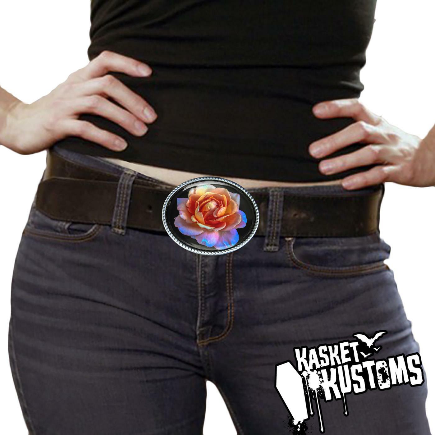 Rose Belt Buckle – Pink Flower Petals Photography Handmade Buckle -759