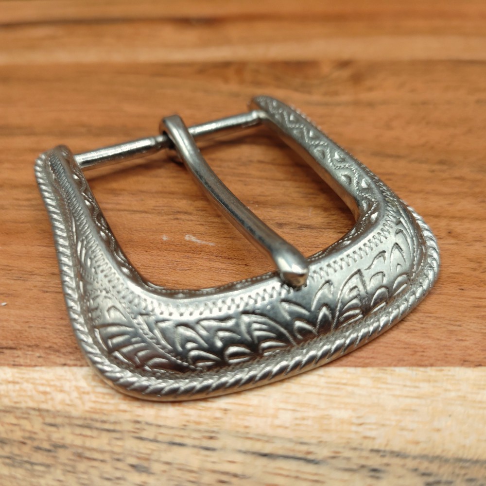 Western Textured Engraved Pattern Style Single Tongue Prong Cowboy Belt Buckle