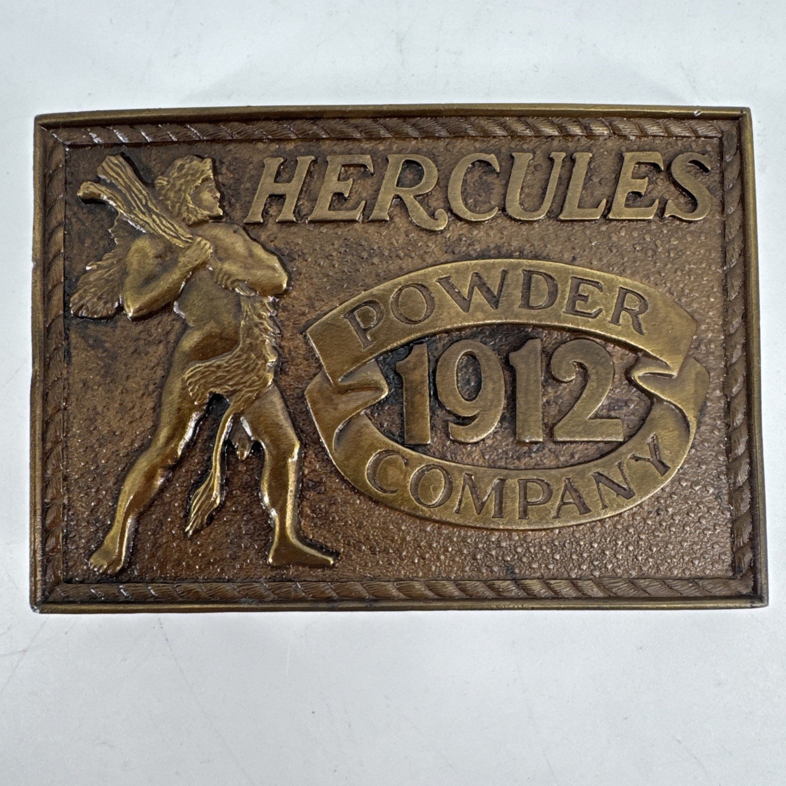 Vintage 1980 HERCULES Powder Company 1912 Brass Belt Buckle Special Edition