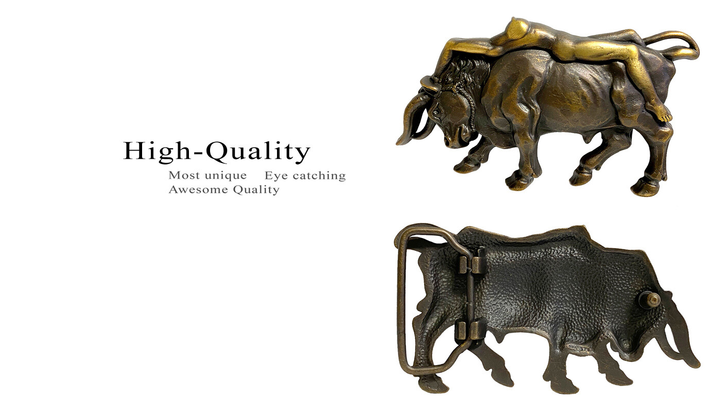 Western Buckle Antique Copper Lady Bull Copper Engraved Buckle Fits 1-1/2&Prime; wide