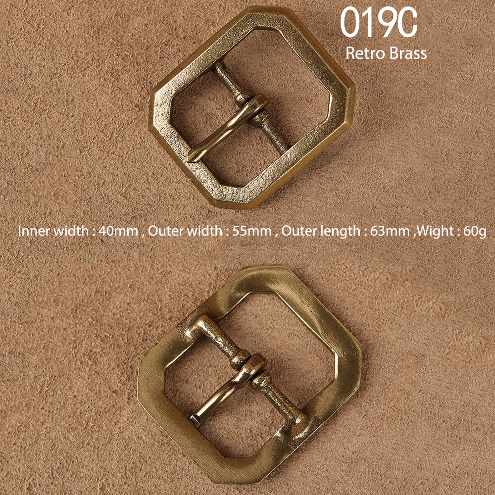 Octagonal Solid Brass Pin Belt Buckle For Men Women Leatherwork Craft DIY 4.0CM
