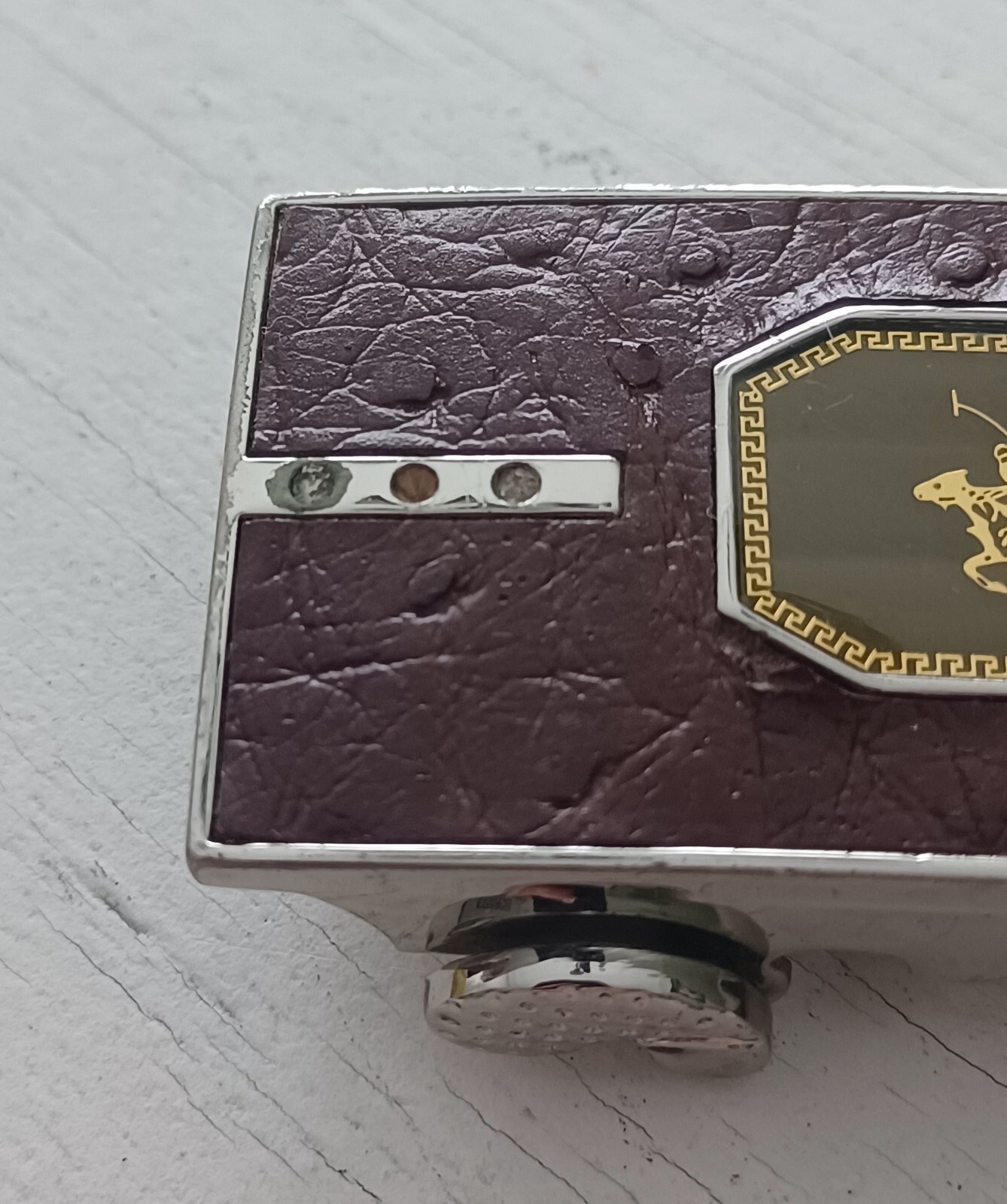 Santa Barbara Polo and Racquet Club Belt Buckle SBPRC Maroon Leather Silver Tone