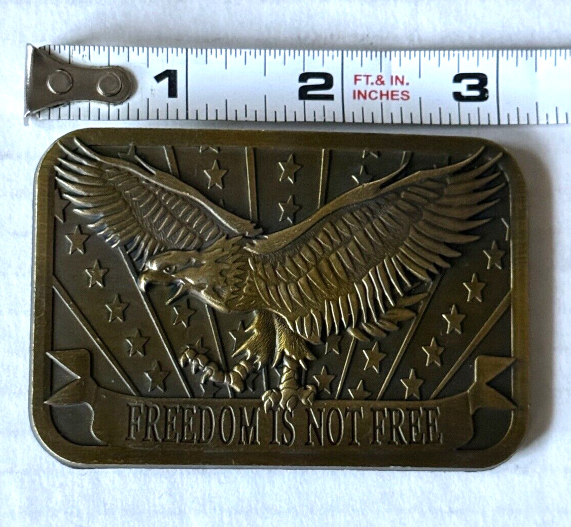 American Eagle Freedom Is Not Free Men&rsquo;s Belt Buckle Patriotic Brass Color Metal