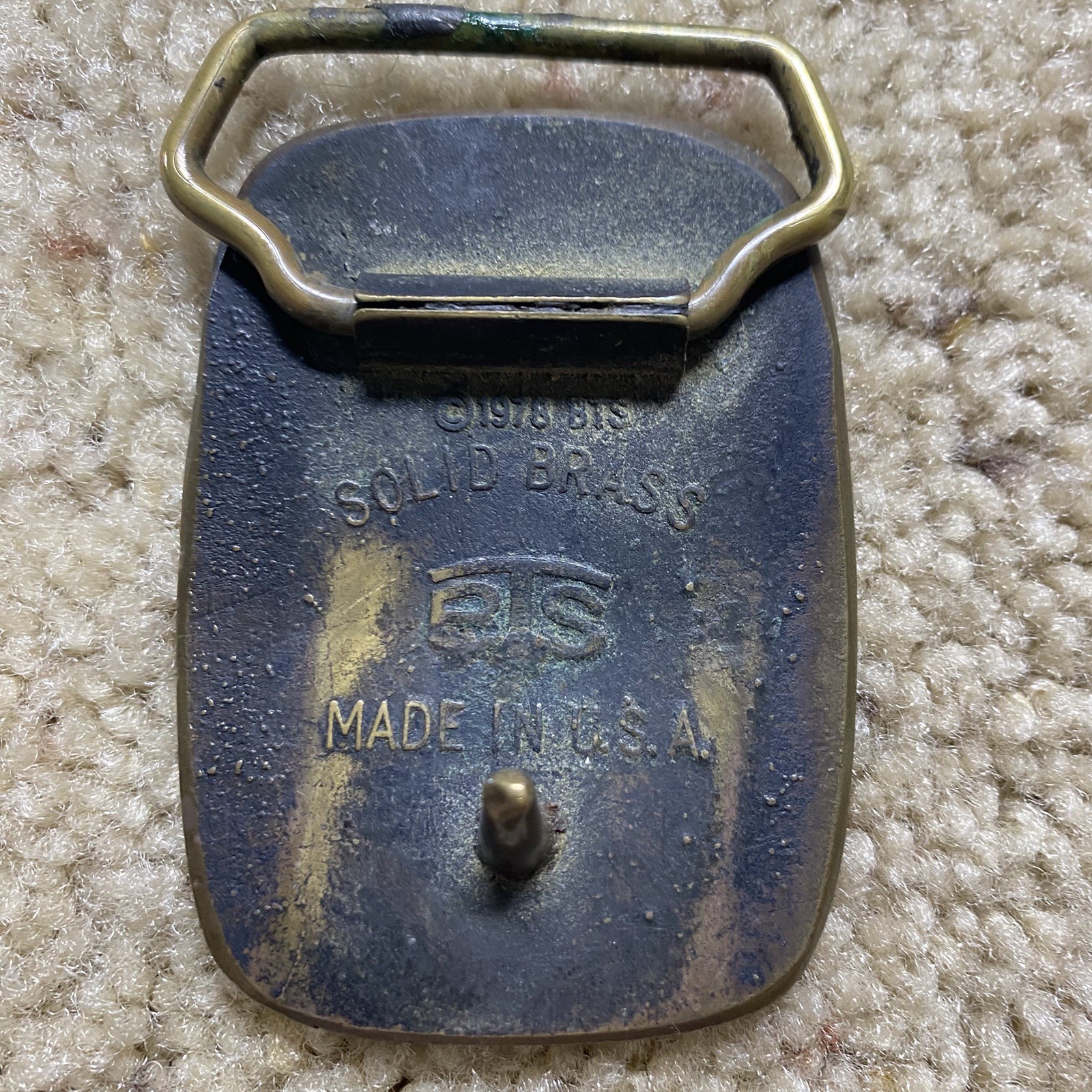 Vintage BTS Cyclist Bicycle Solid Brass Belt Buckle USA 1978 2.5&Prime; x 2&Prime;