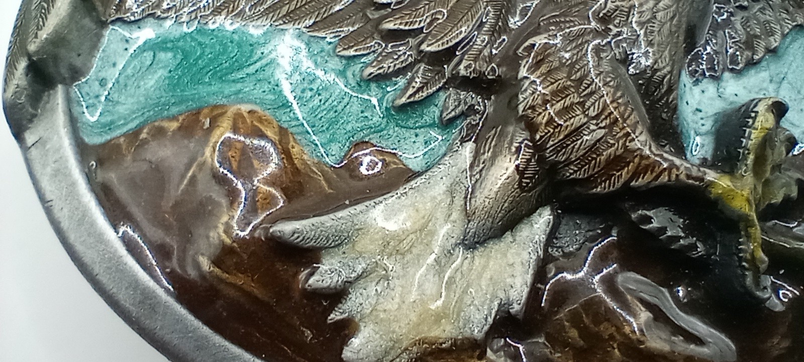 Vtg. Bald Eagle Belt Buckle 1984 Bergamot Brass Works W146 Colorful Laquer USA