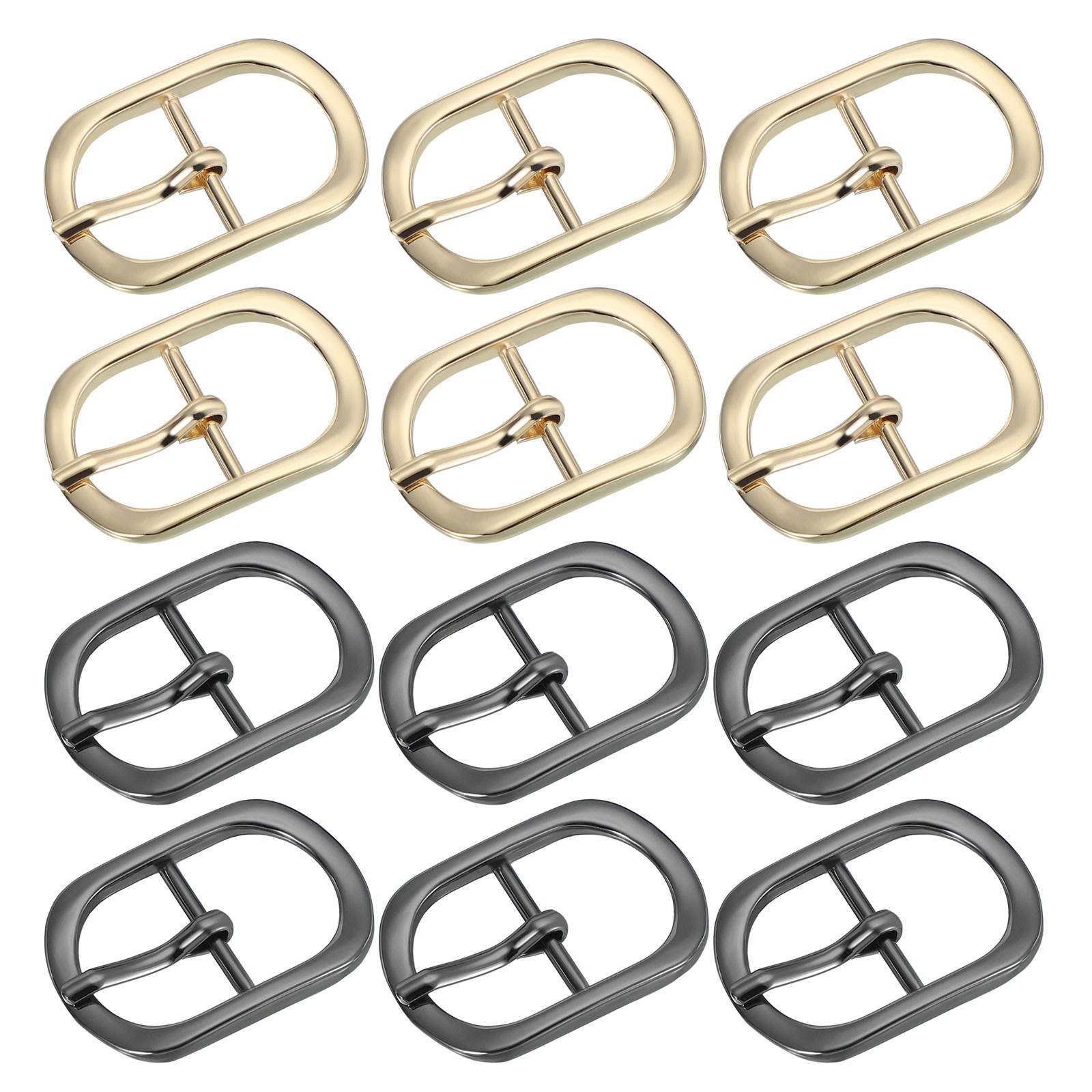 12Pcs 1&Prime; Single Prong Metal Roller Pin Belt Buckles Light Gold/Black