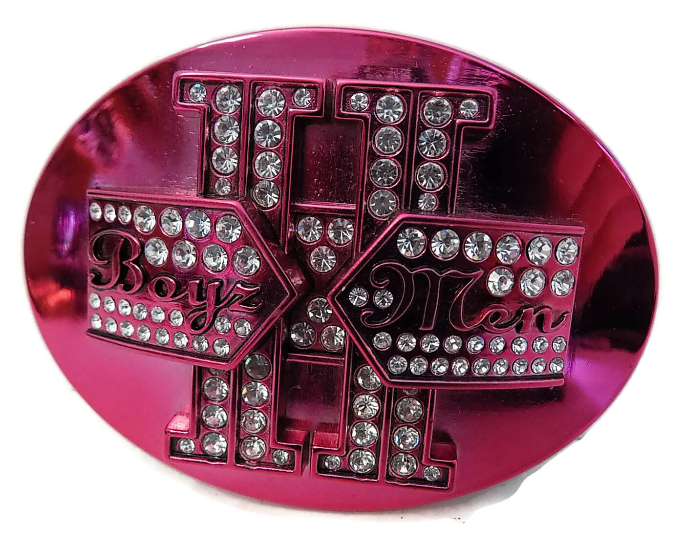 BOYZ 11 MEN BY WASHED UP HOLLYWOOD FUCHSIA WITH CRYSTALS 1½” OVAL BELT BUCKLE