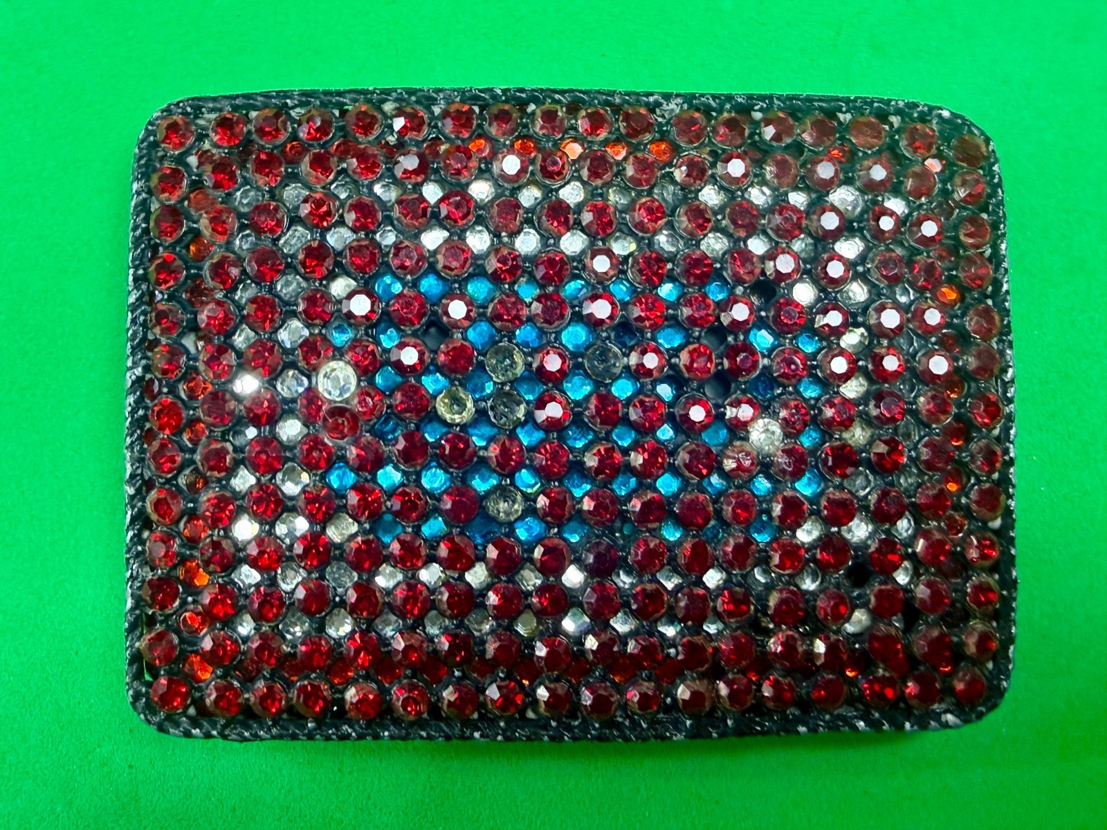 Sparkling Red Rhinestone Covered Vintage Women&rsquo;s Artisan Made Belt Buckle