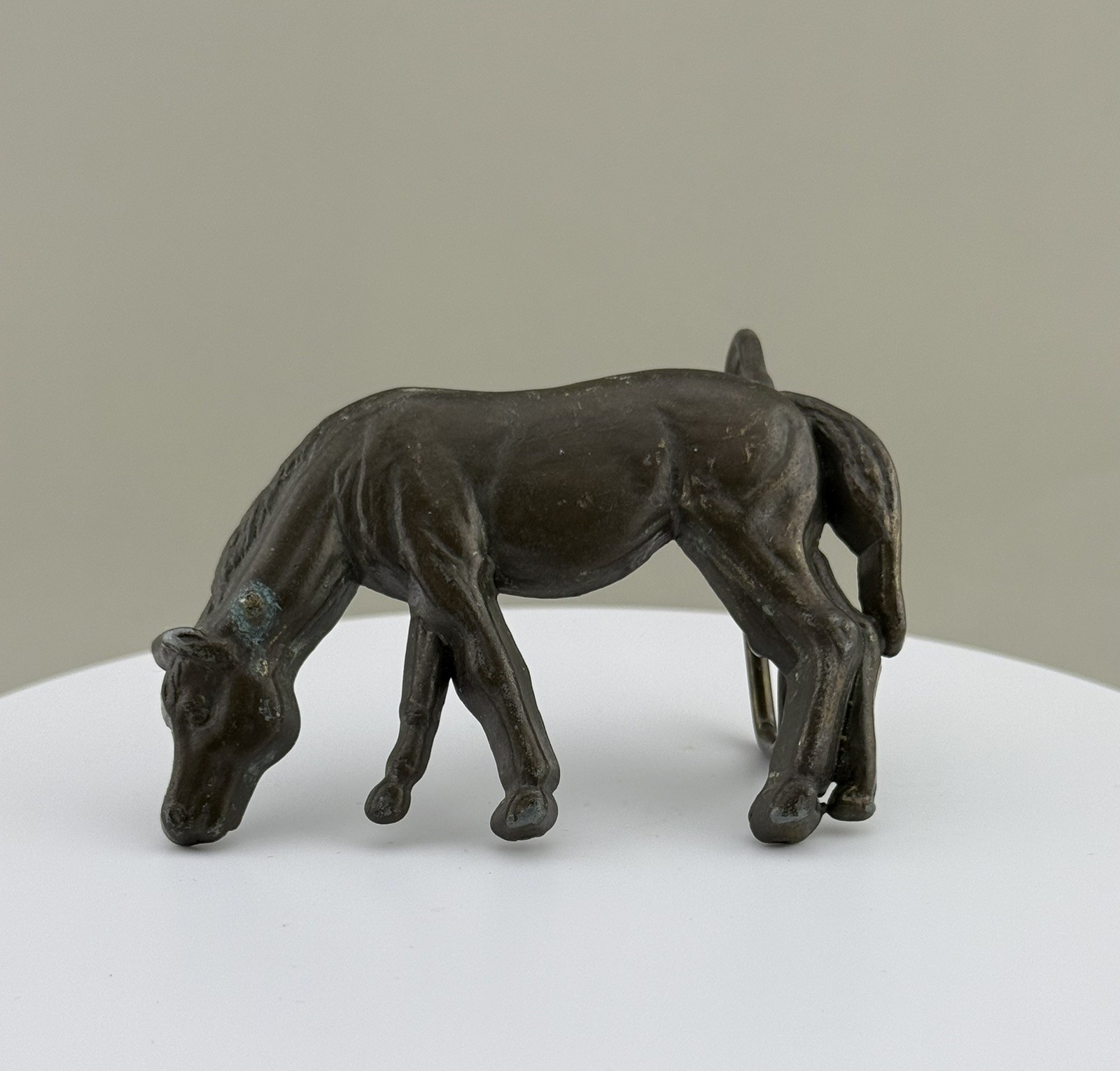 Sculptural Grazing Horse Belt Buckle Equestrian Bronze Tone