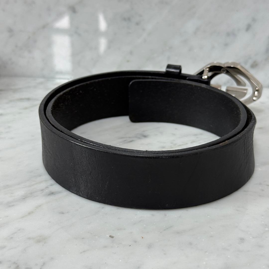 GUCCI Pre-Owned Interlocking Leather Belt Black Silver