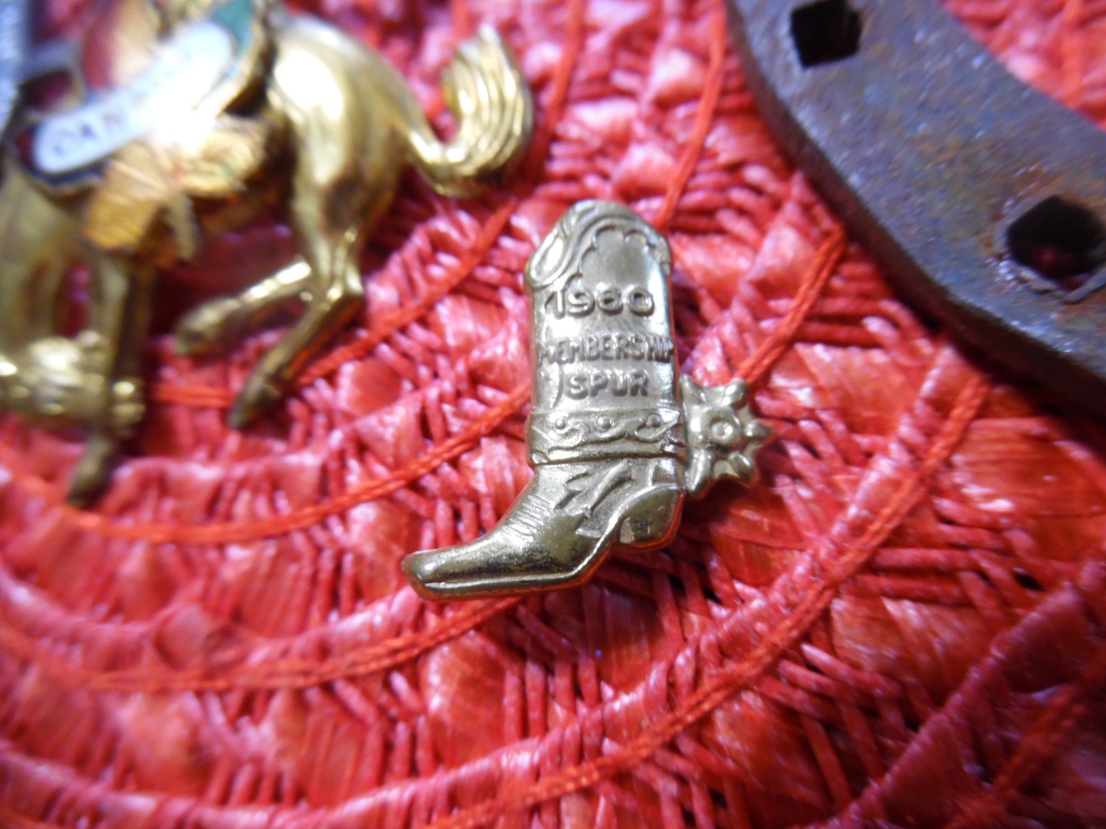 Vintage Anson COWBOY Tie Bar Clip Pin Brooch Lucky Horseshoe Boot WESTERN Rodeo