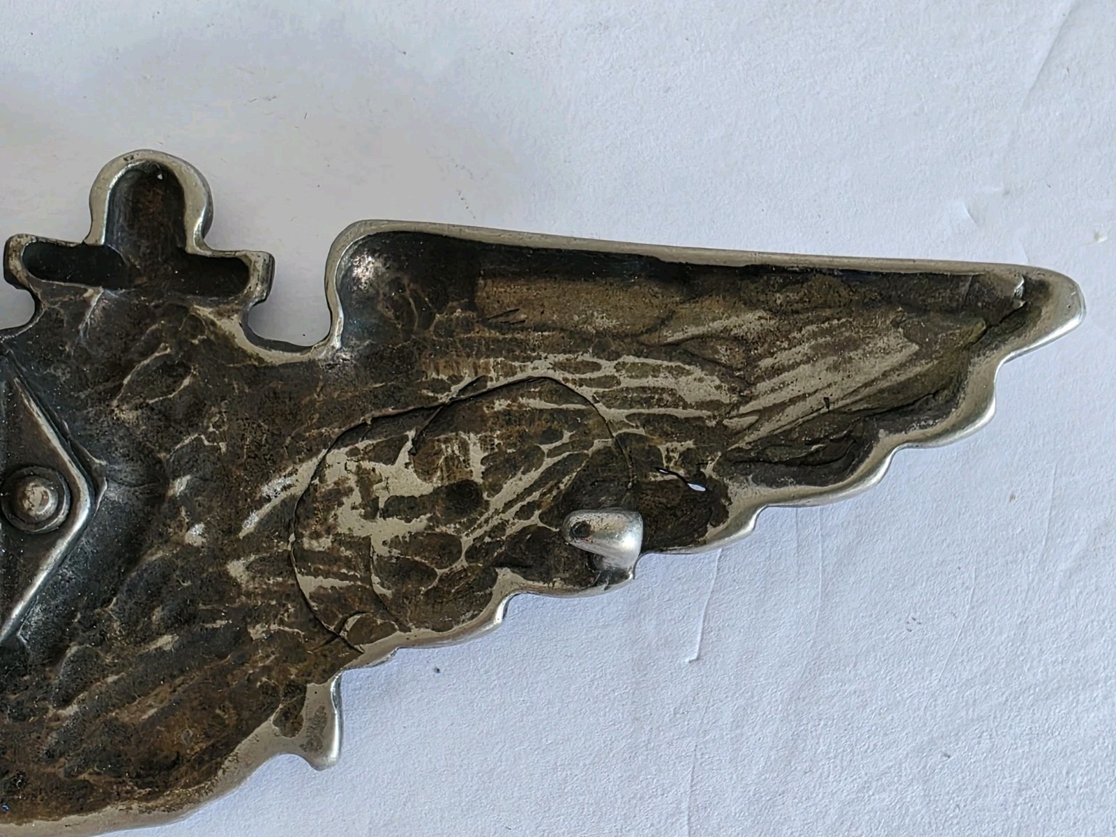 Vintage Military US Army Air Force? Aviator Badge Pilot Wings Shield Belt Buckle