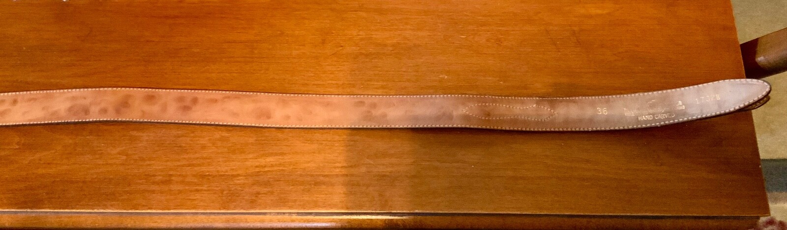 Mexico Silver Gold Overlay Engraved Flower Ranger Buckle Brown Tooled Belt 36&Prime;