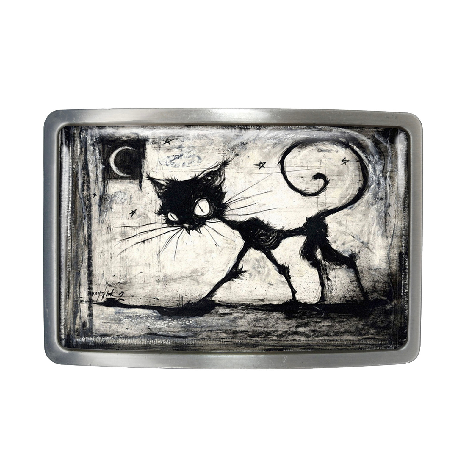 Black Cat Belt Buckle – Halloween Gothic Horror Handmade Artisan Buckle – 81
