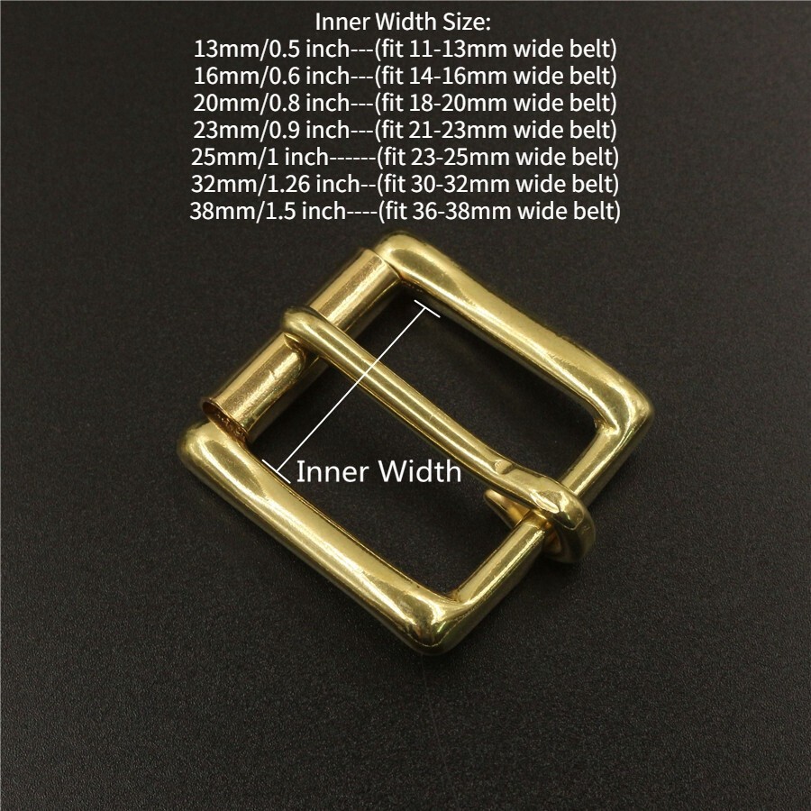 2X Replacement Heavy Duty Solid Brass Roller Belt Buckle Inner Wide 13-38mm