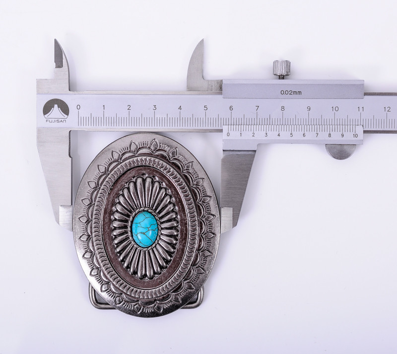 Vintage Silver American Southeast Tribal Floral Turquoise Belt Buckle Huge