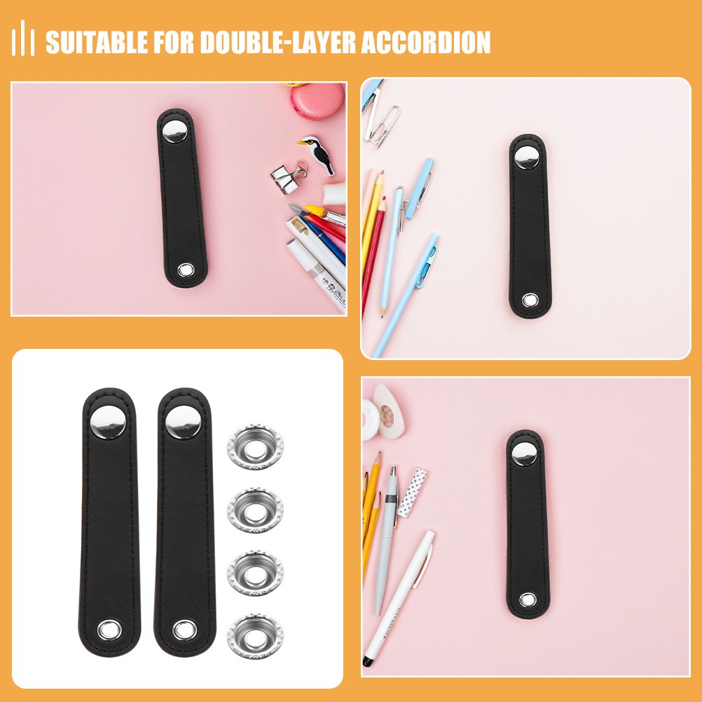 2Pcs Black Reusable Accordion Bellows Buckle Straps for Musical Instruments