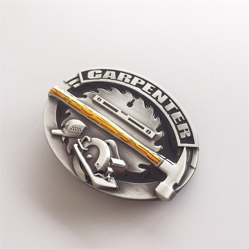 Vintage Enamel Tradesman Carpenter Hammer Belt Buckle also Stock in the US