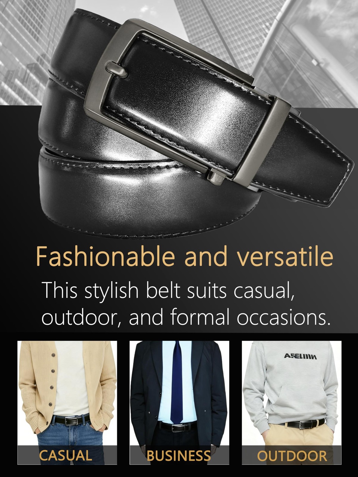 JIFANPAUL Men’s Leather Ratchet Waist: 29&Prime;-43&Prime; (49&Prime; Length), Blackb-darkgrey