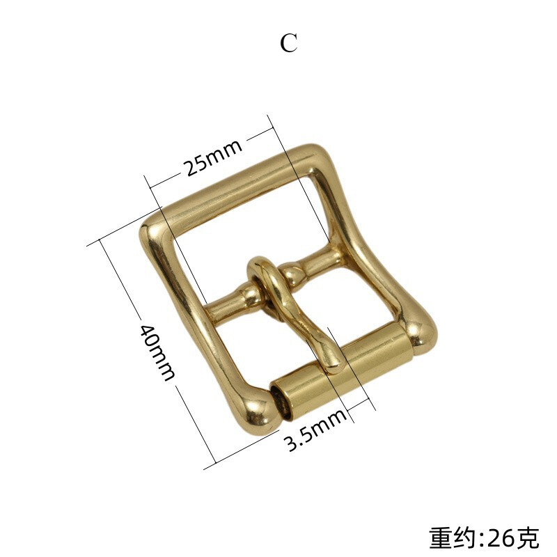 2X Single Prong Replacement Brass Roller Belt Buckle 16/20/25mm Internal Width