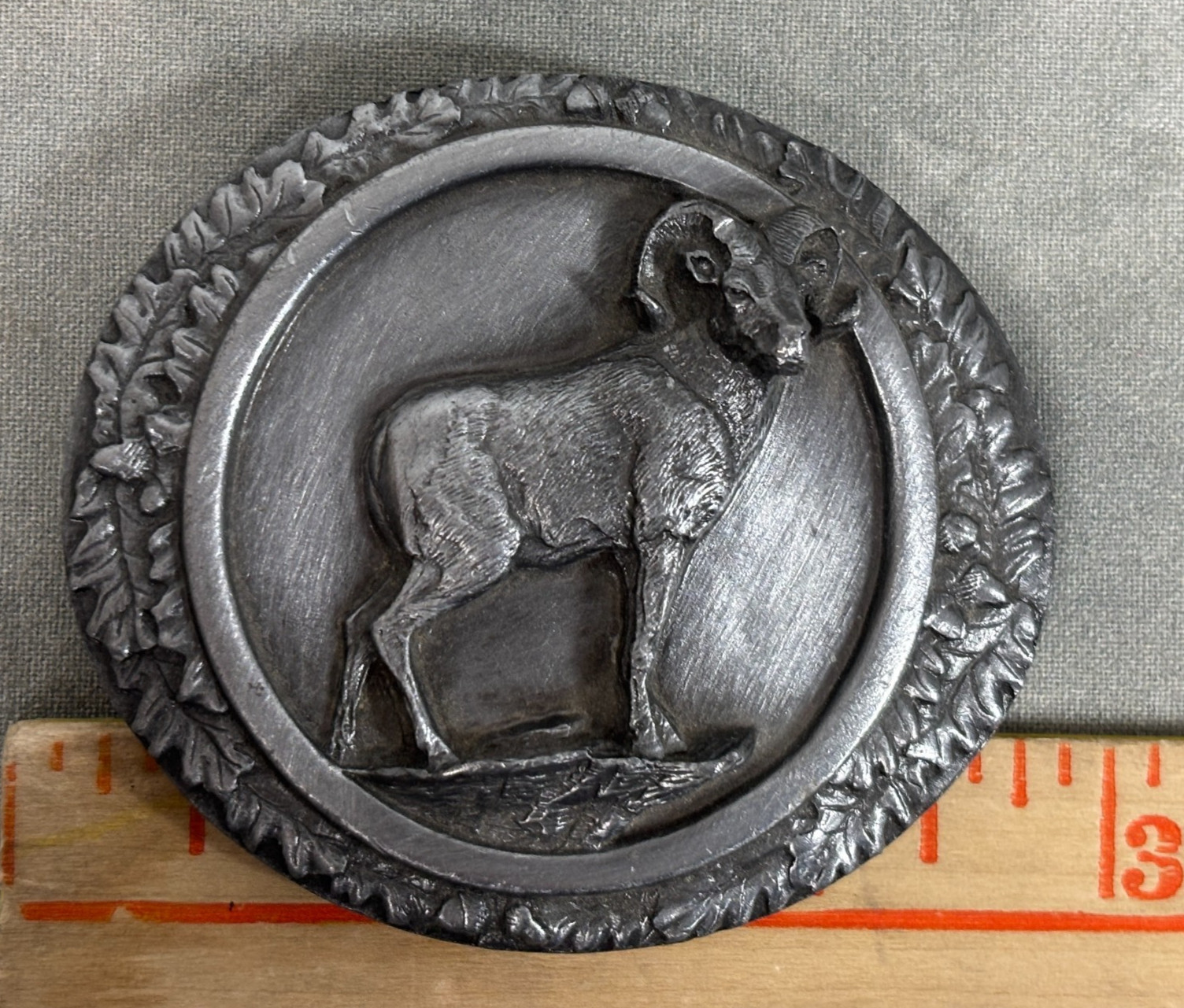 1985 Bergamot Brass Works Bighorn Sheep Belt Buckle-USA-Brass