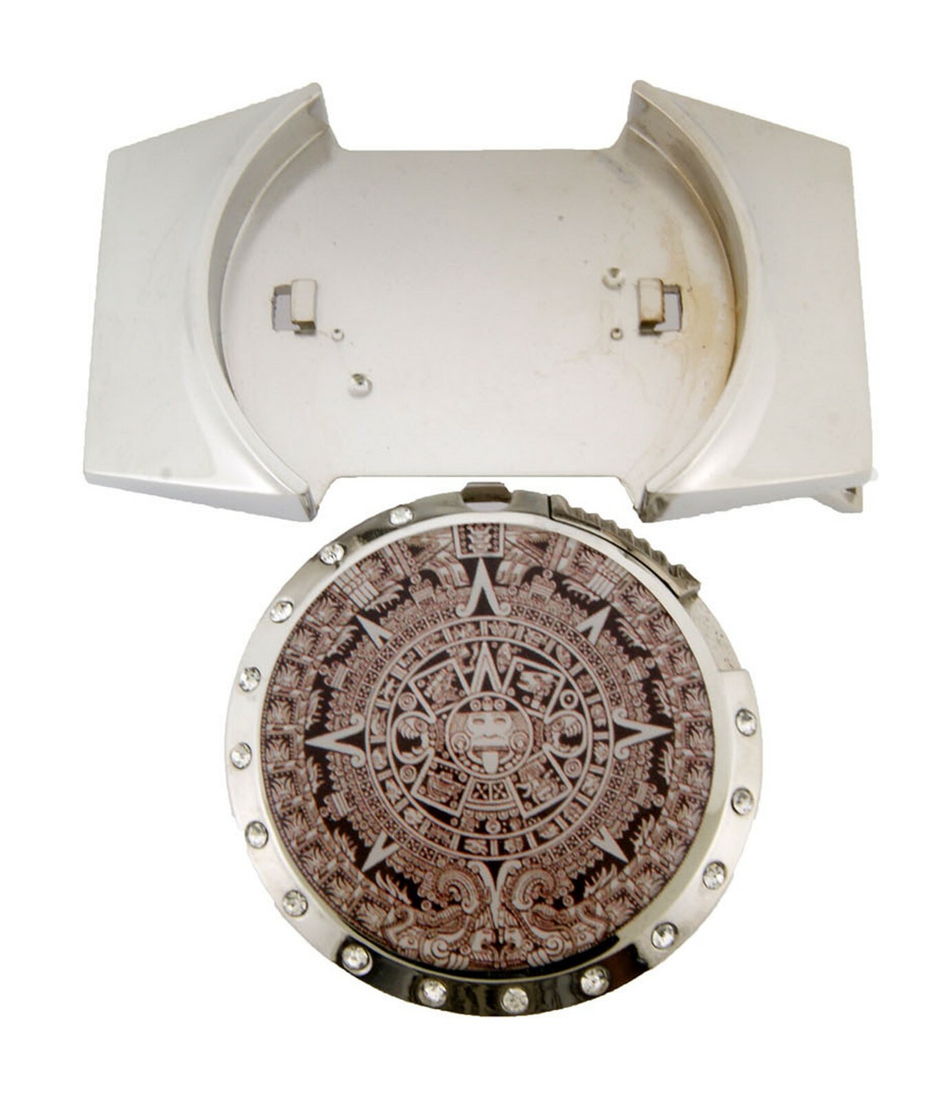Removable Lighter & Belt Buckle Combo Azteca Calander Silver Metal New Western