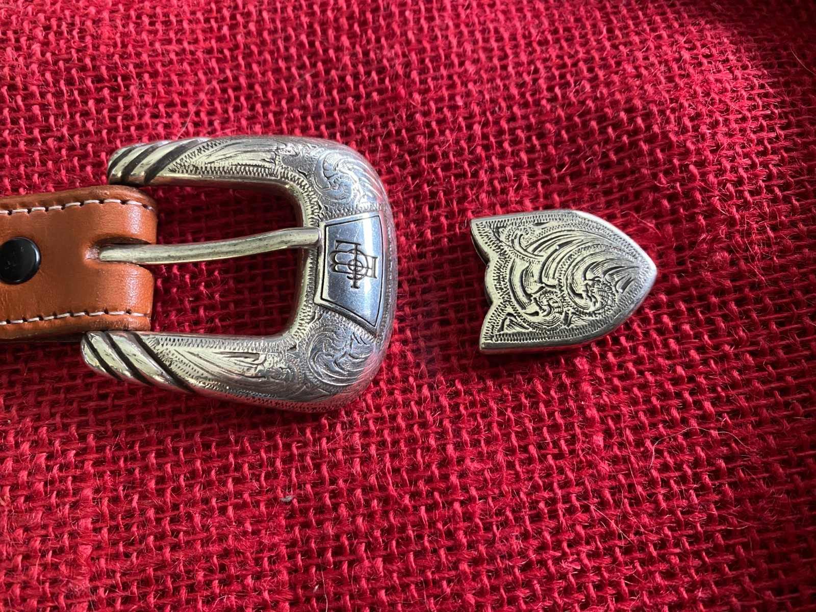 Lucchese Classics Belt Buckle 4 piece set western engraved SHIPS FOR FREE